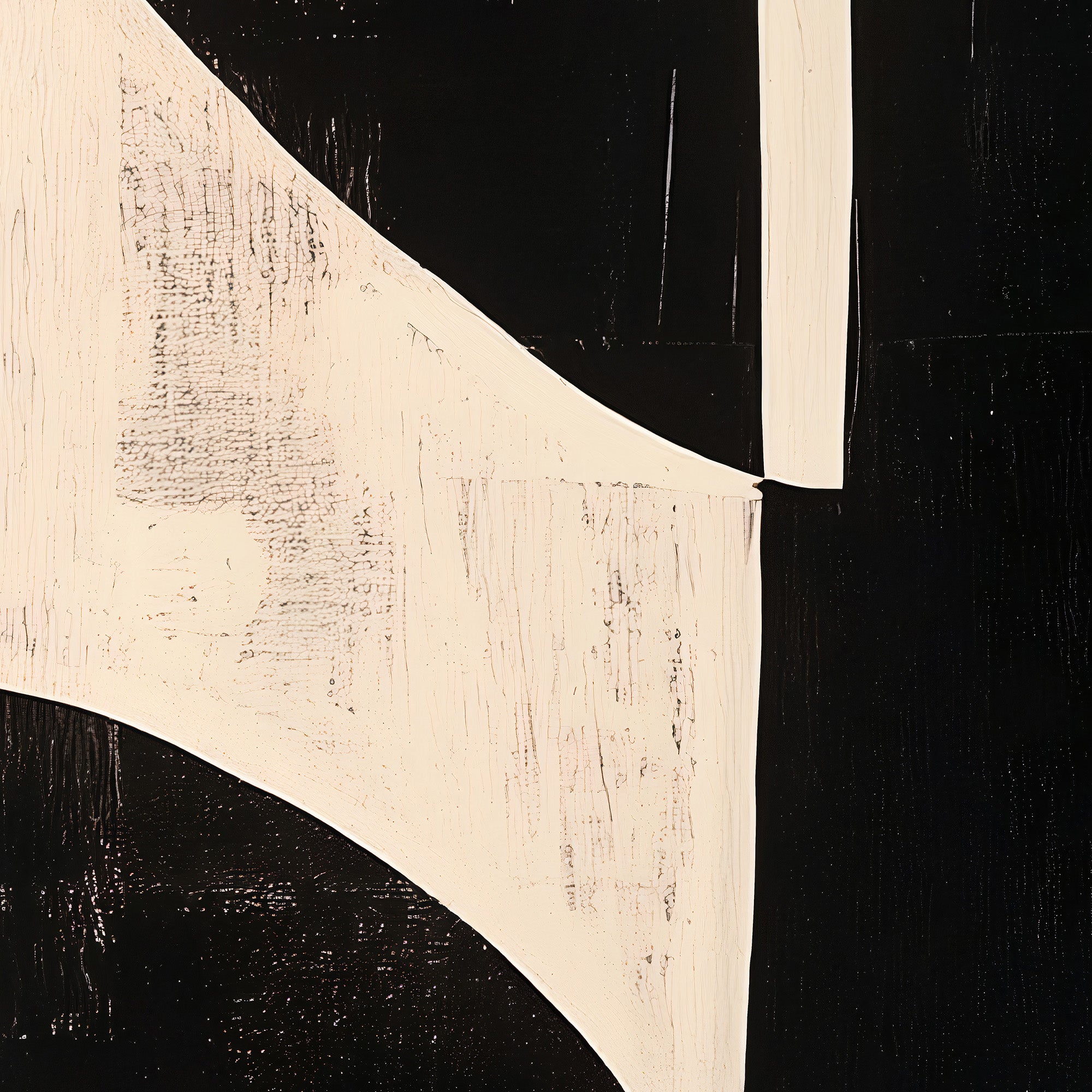 Abstract art piece with black and beige shapes on a dark background. Large printable wall art