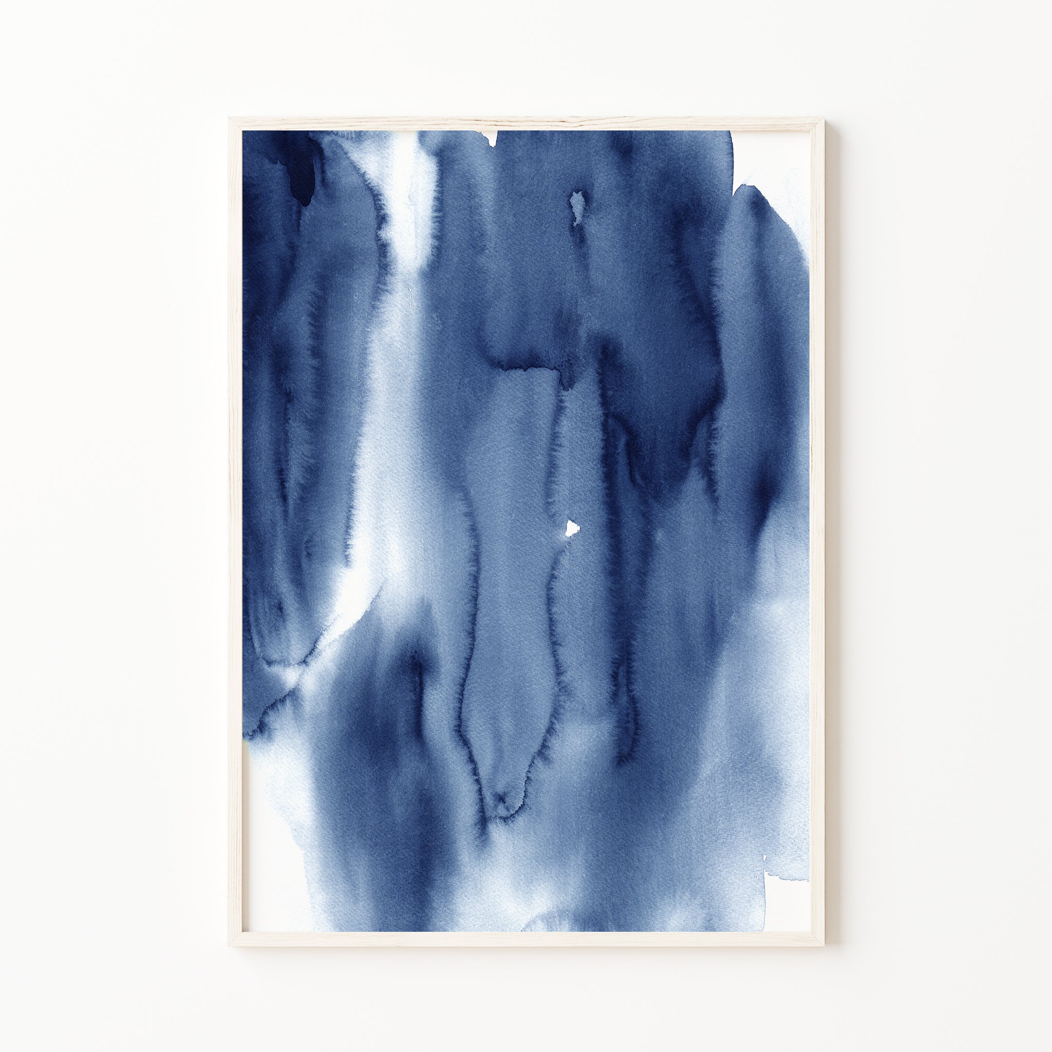 abstract blue wall art, abstract watercolor wash print, indigo fluid art wall decor, modern minimalist artwork