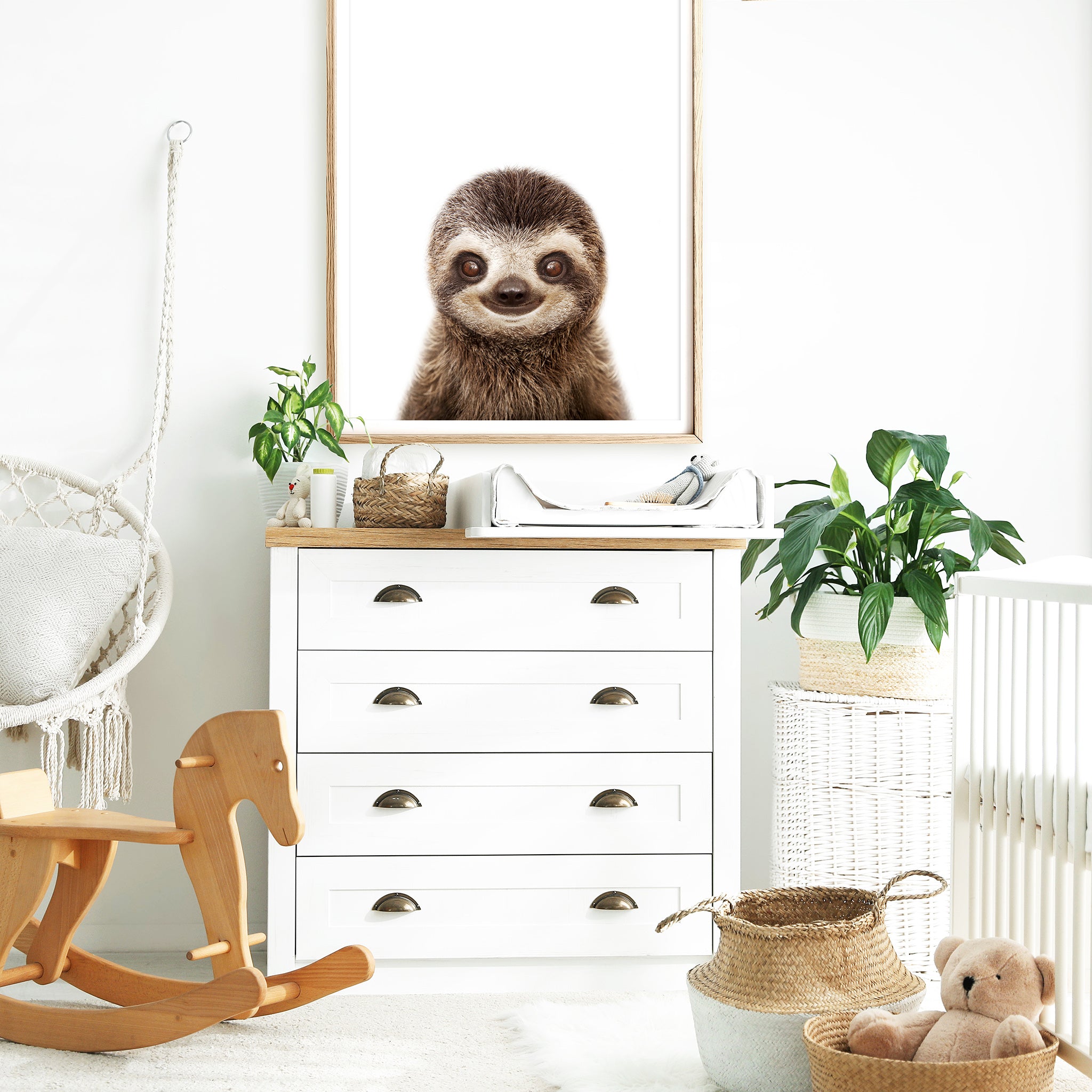 baby sloth nursery print baby animal print rainforest nursery wall art decor

