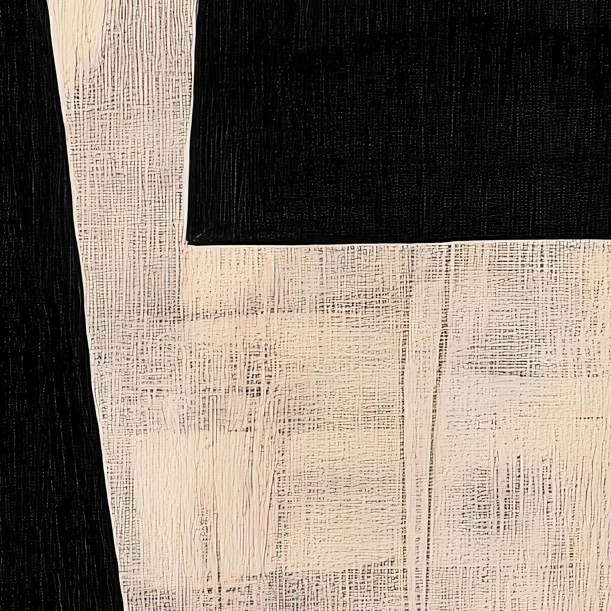Close-up of a textured black and beige print surface. Large printable wall art