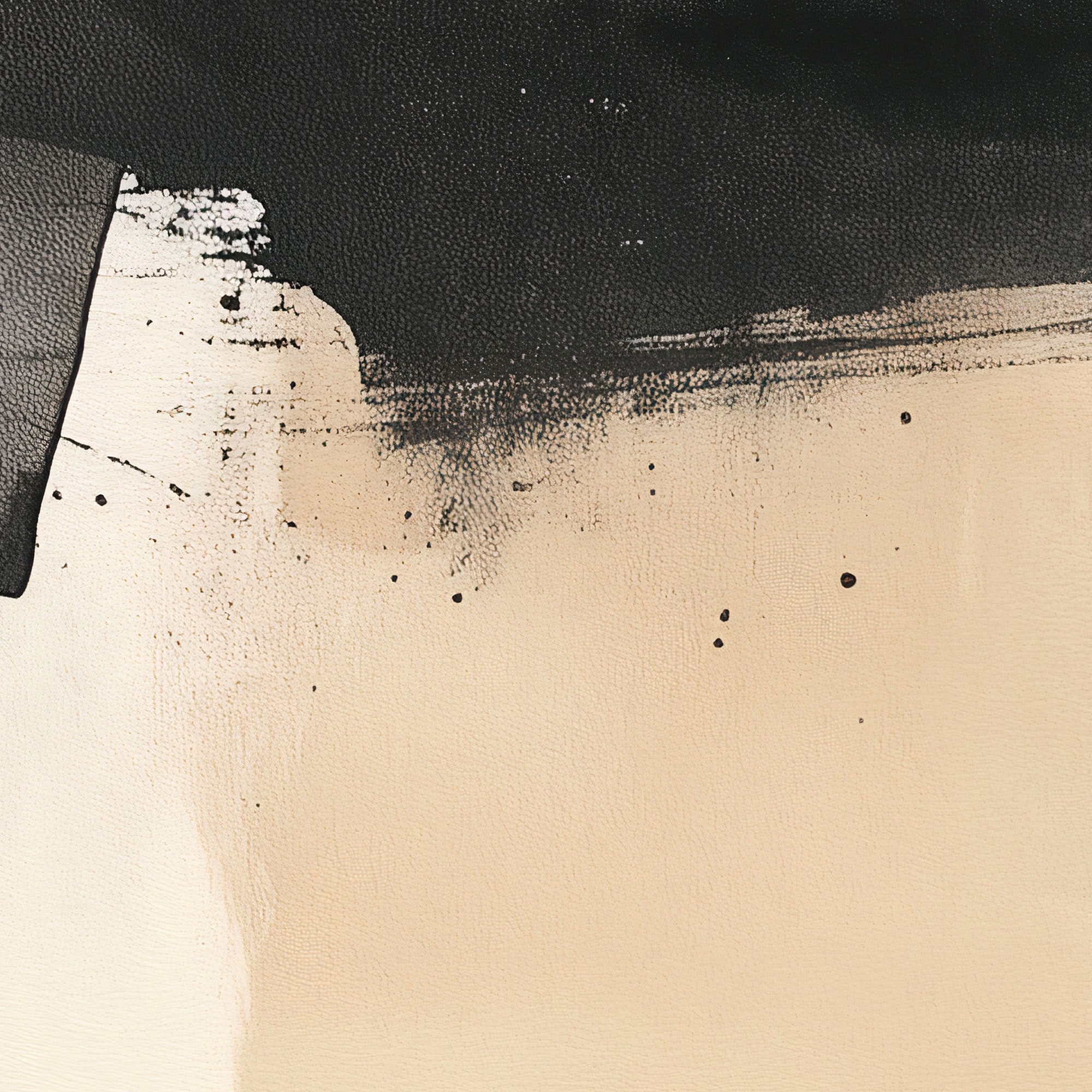 Close-up of a textured surface with black and beige colors. Large printable wall art