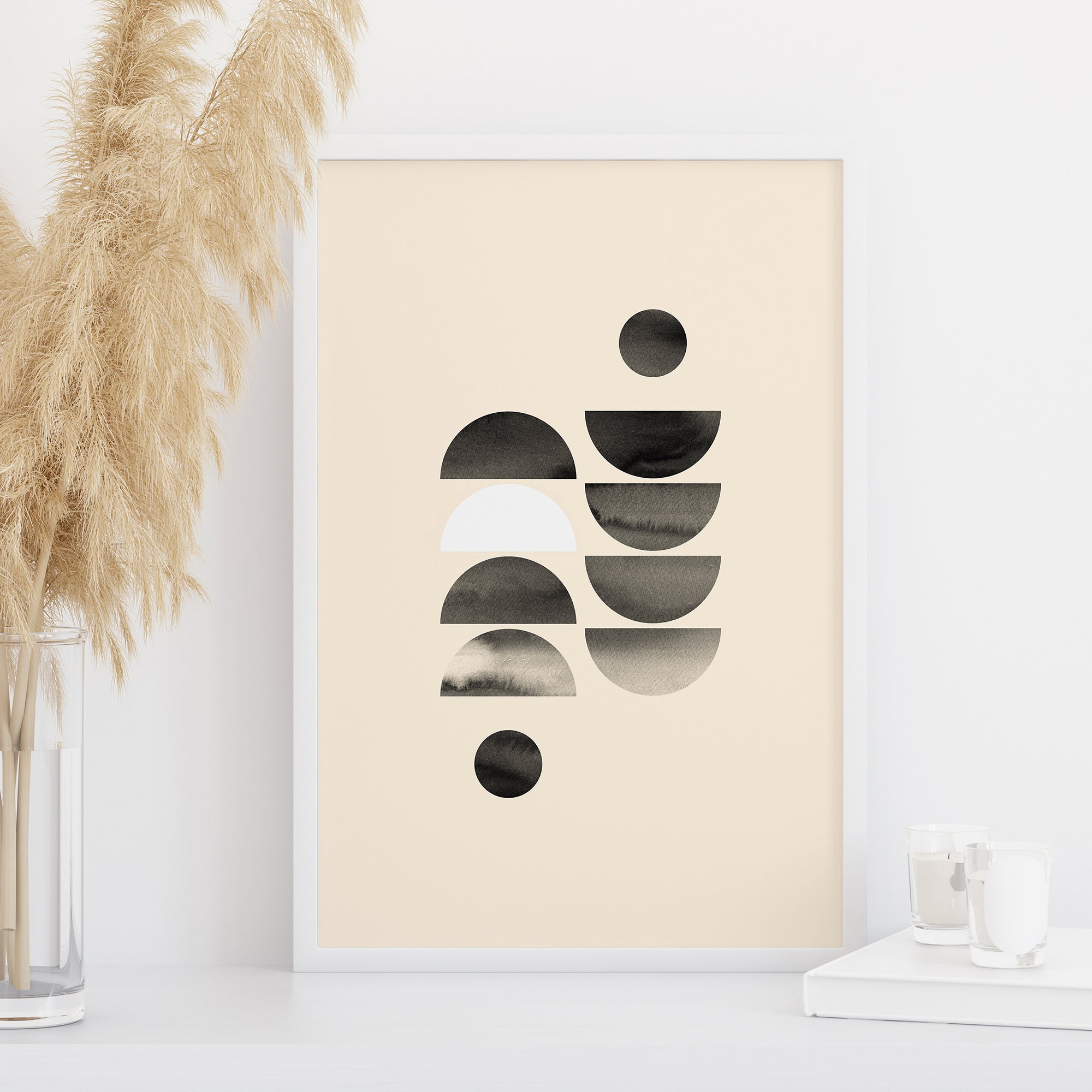 abstract shapes wall art modern geometric composition neutral minimalist boho decor large printable wall art