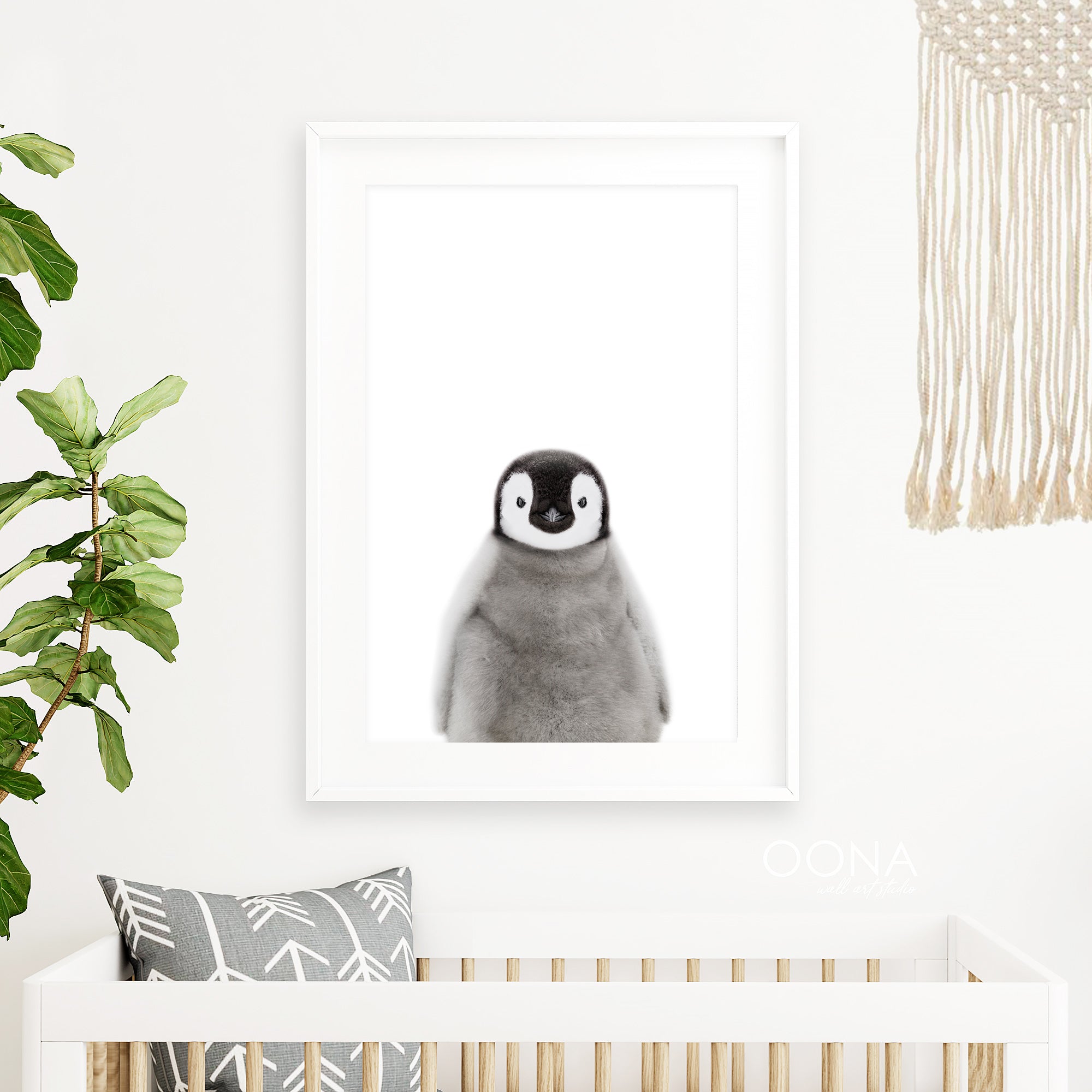 baby penguin print antarctic baby room idea

