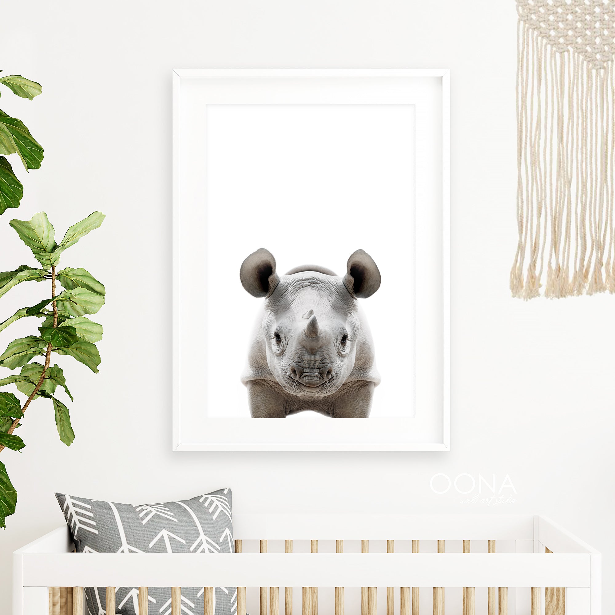 baby rhino nursery wall art safari animal print african savanna theme baby room


