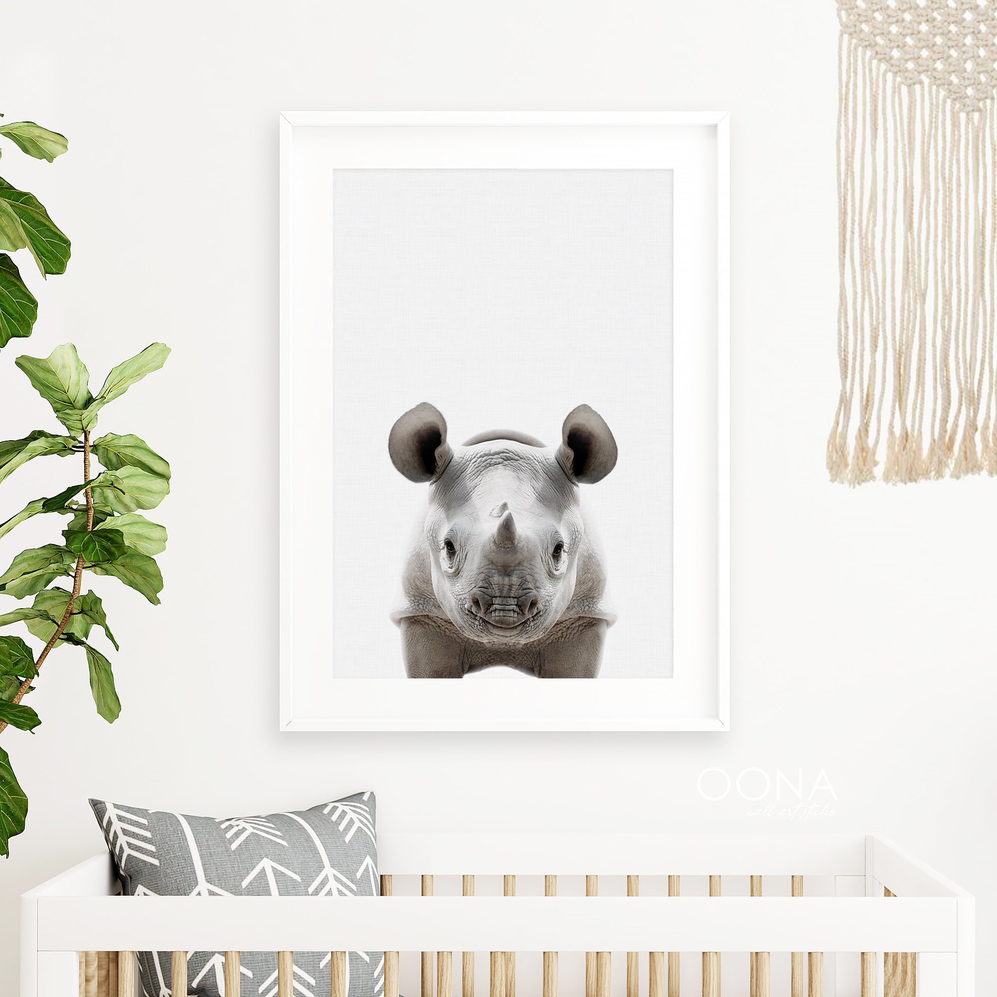 baby rhino print african baby room safari nursery animal print

