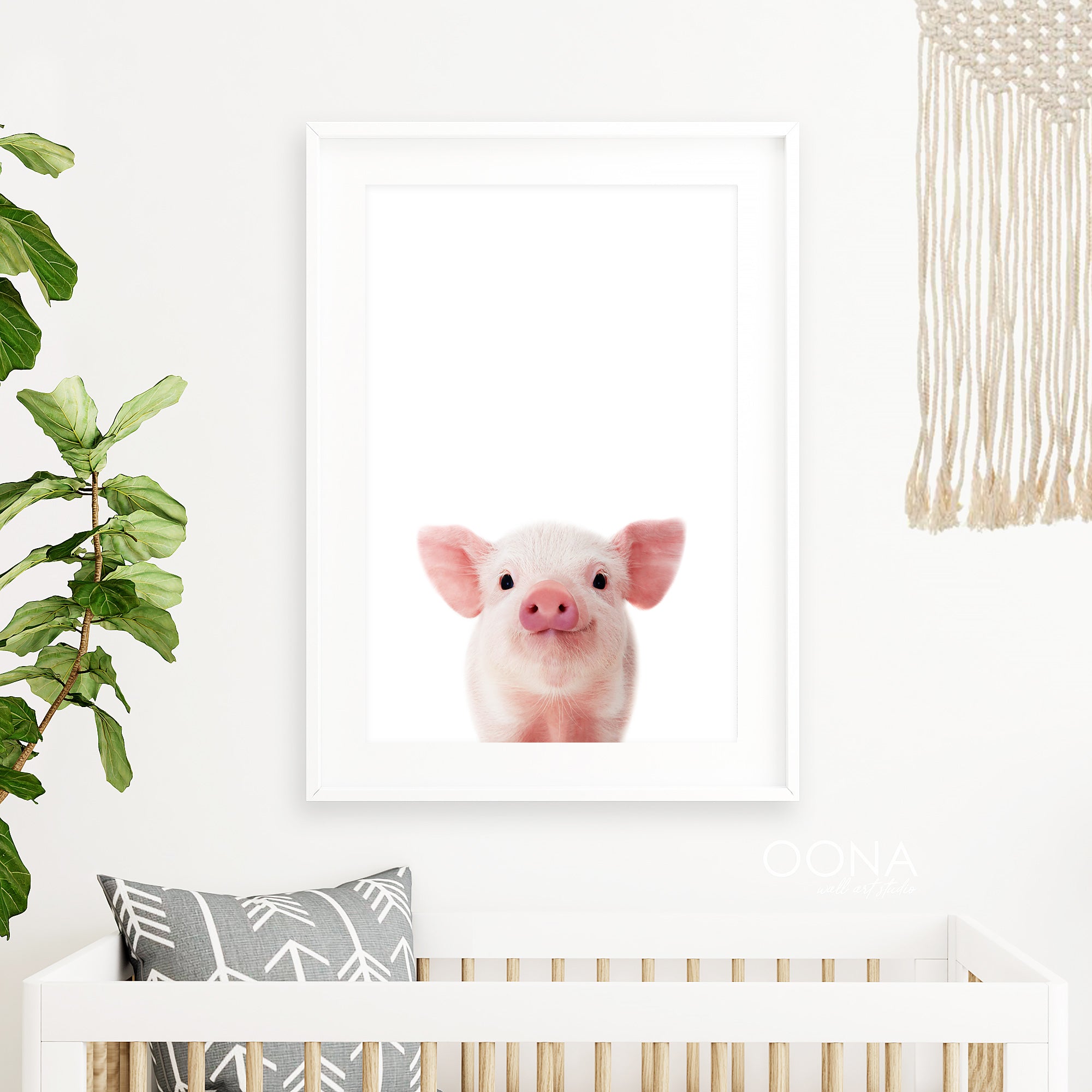 Baby piglet print baby animal wall art farm nursery print

