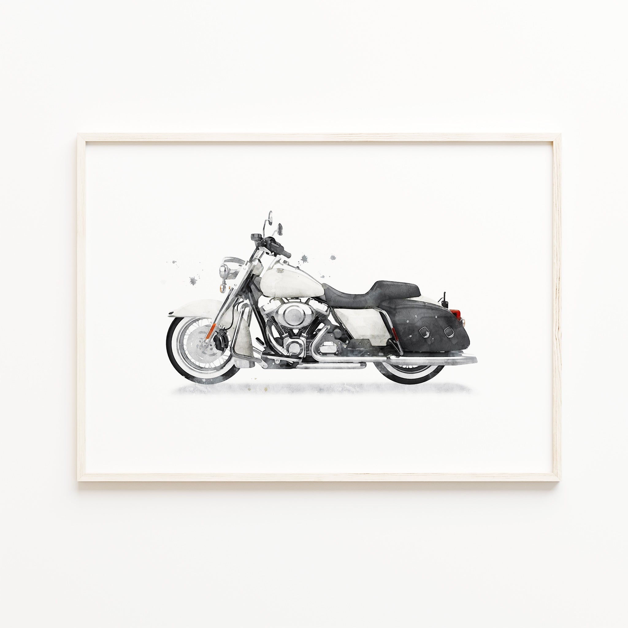 watercolor motorcycle wall art, classic bike print, kids transport wall art decor, baby boy nursery vehicle illustration, large digital download

