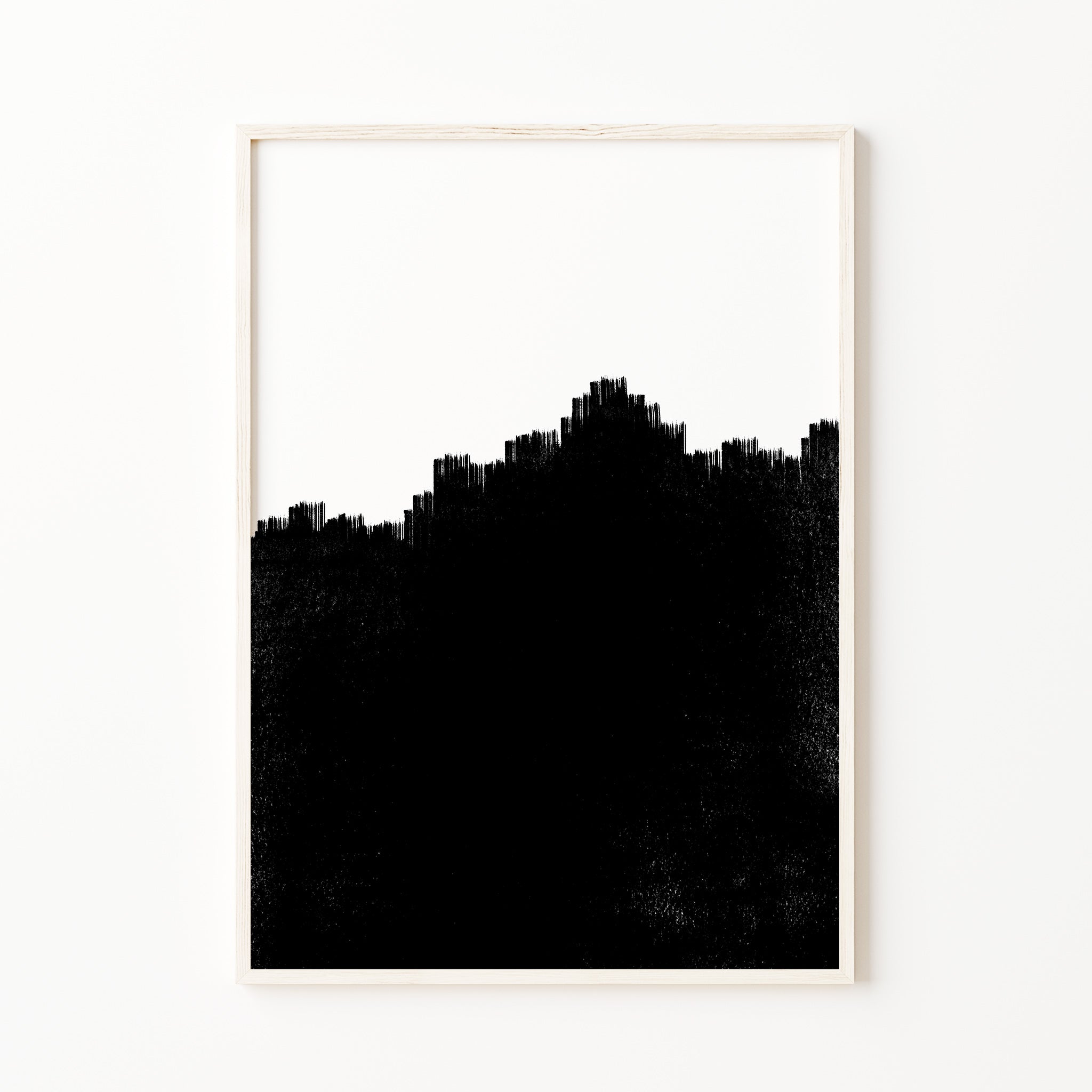 Modern black and white abstract wall art with geometric textured paint effect