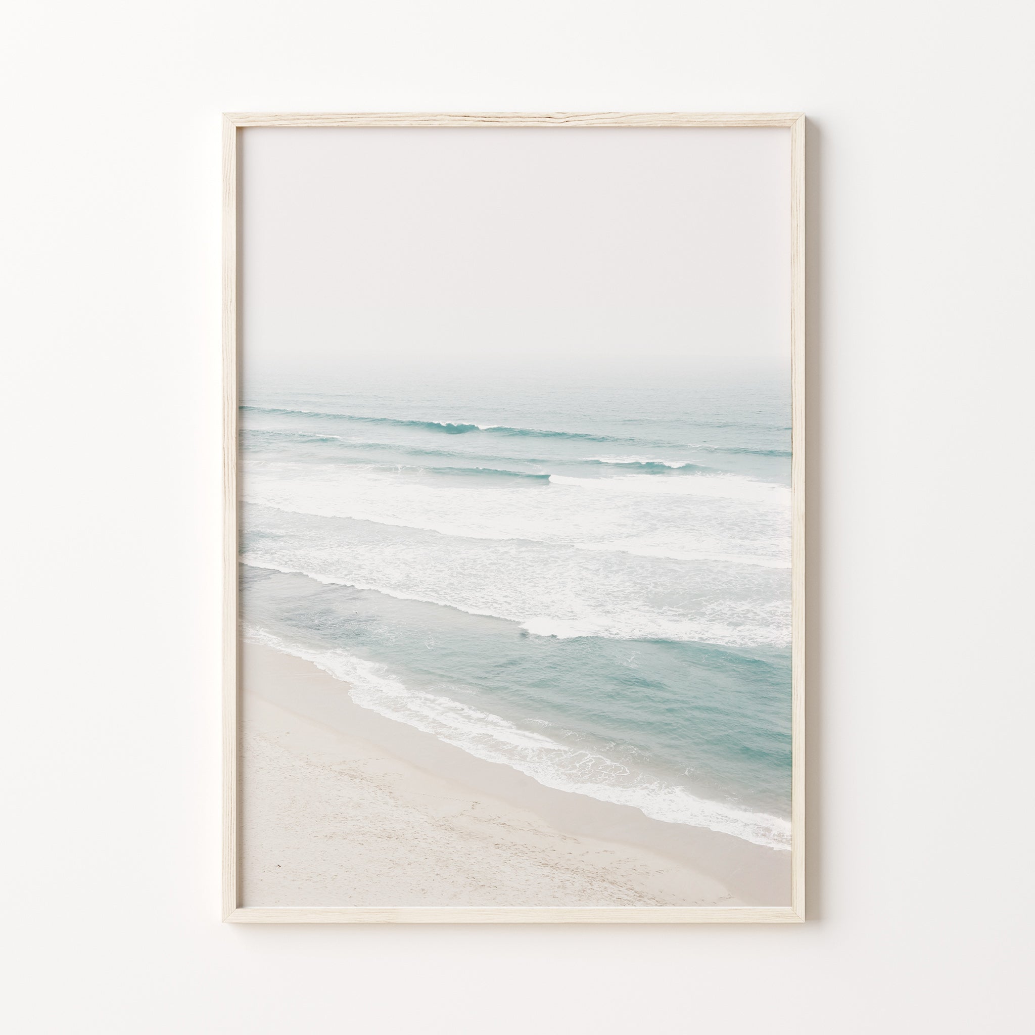 Large coastal wall art printable, ocean waves beach print, neutral minimalist decor for coastal bedroom, living room