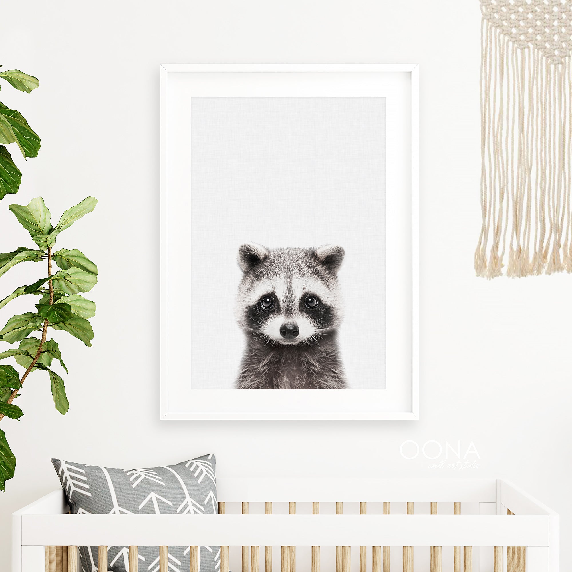 baby raccoon print forest nursery print woodland animal print

