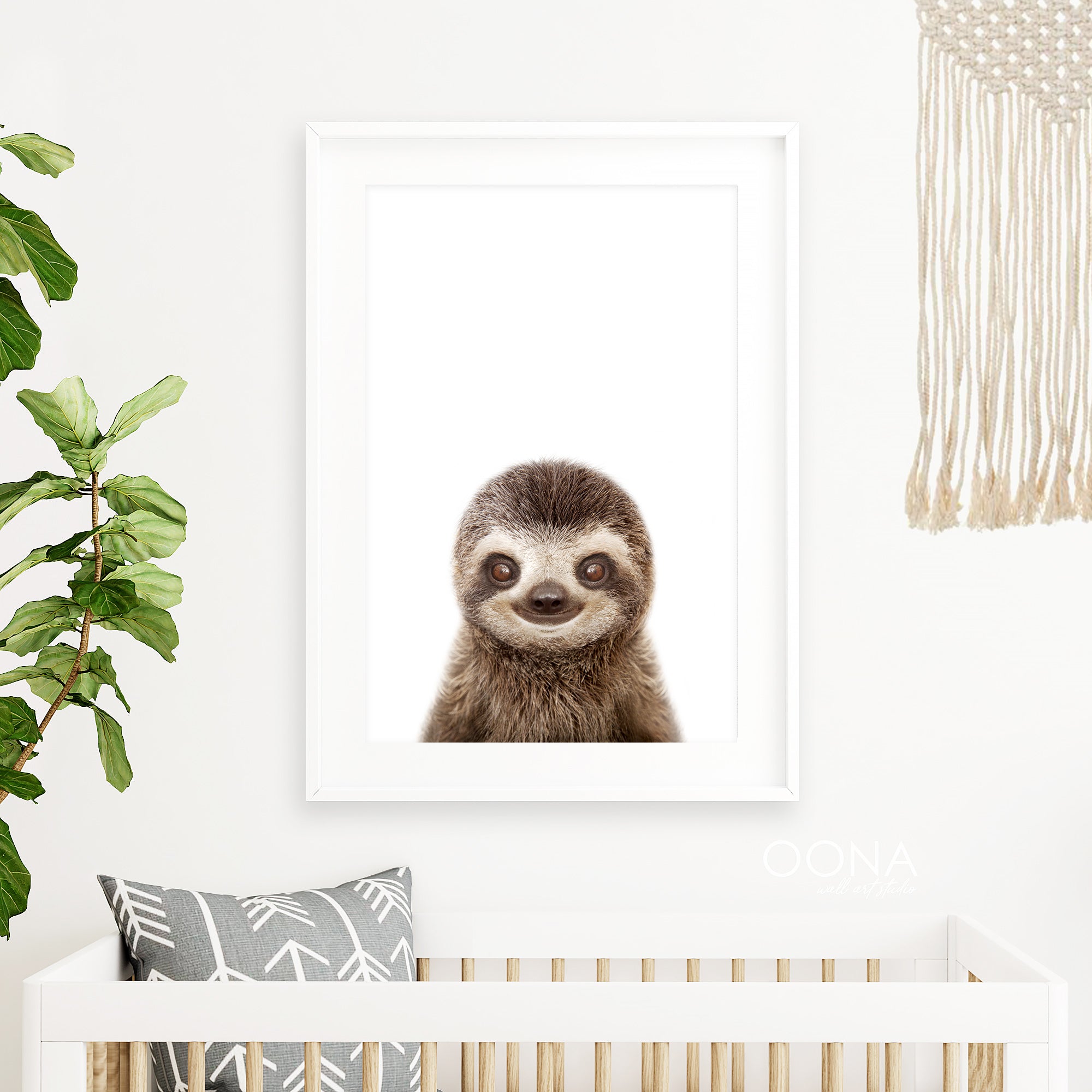 baby sloth print nursery animal print rainforest nursery wall art decor large

