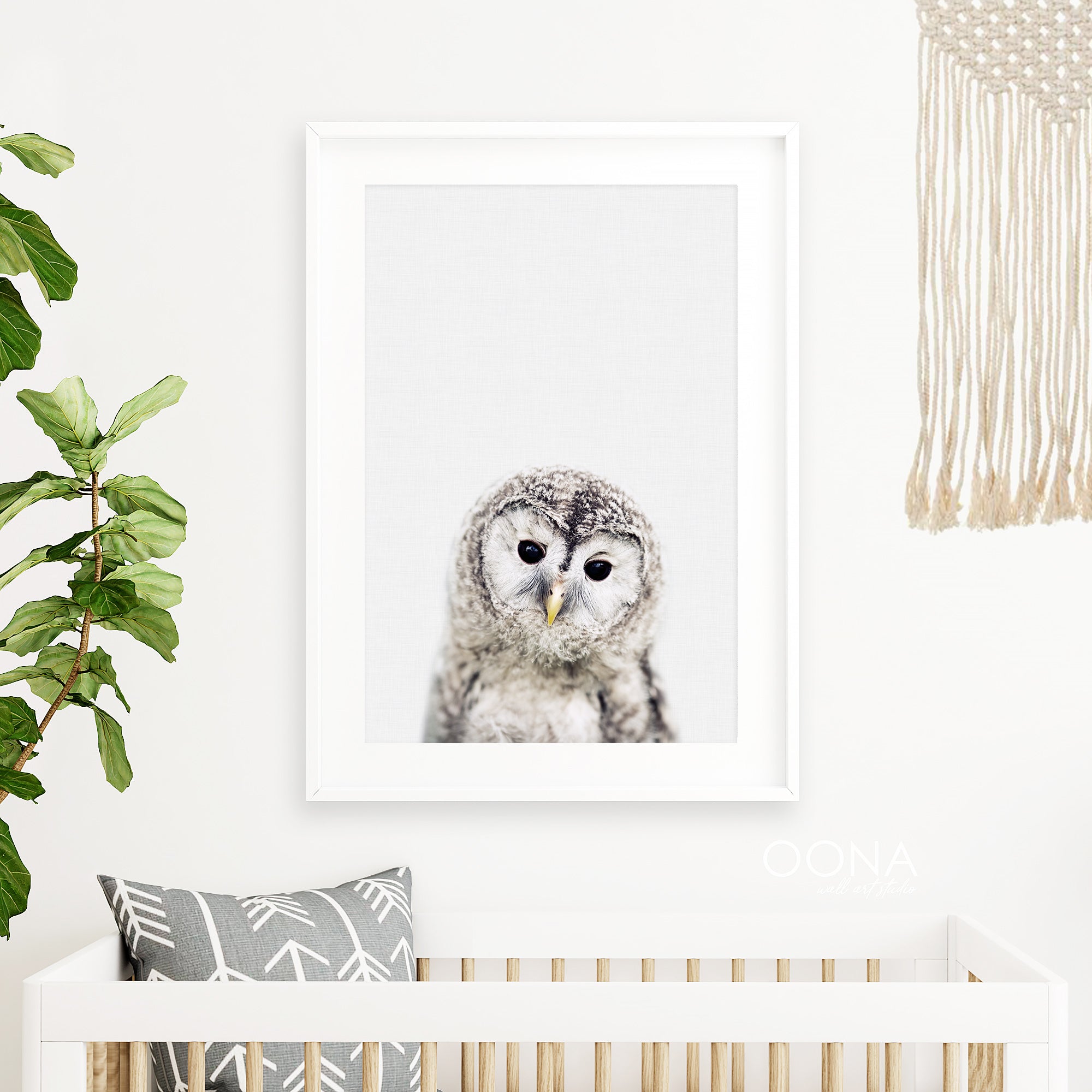 Baby owl print forest animal print for baby room woodland nursery print