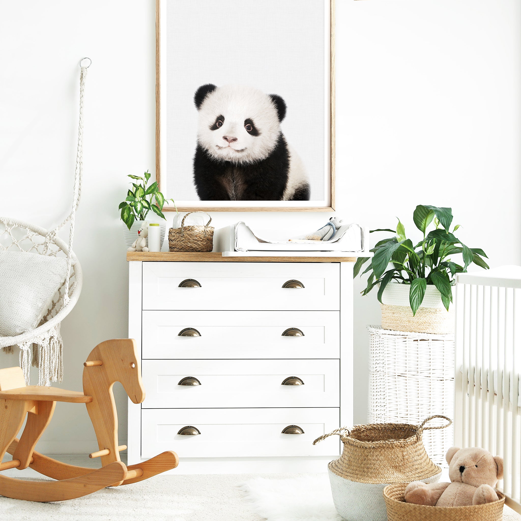 baby panda nursery print forest baby room wall art baby bear nursery decor large