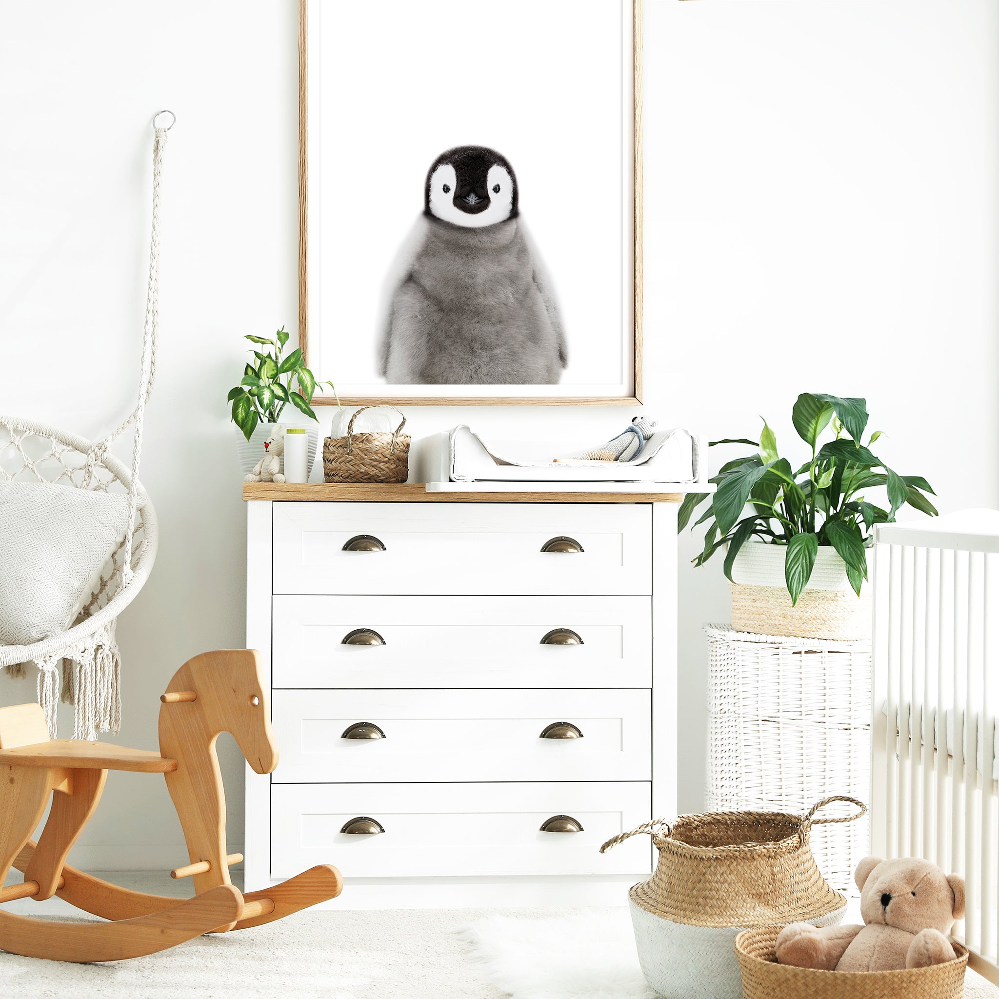 baby penguin print antarctic nursery wall art

