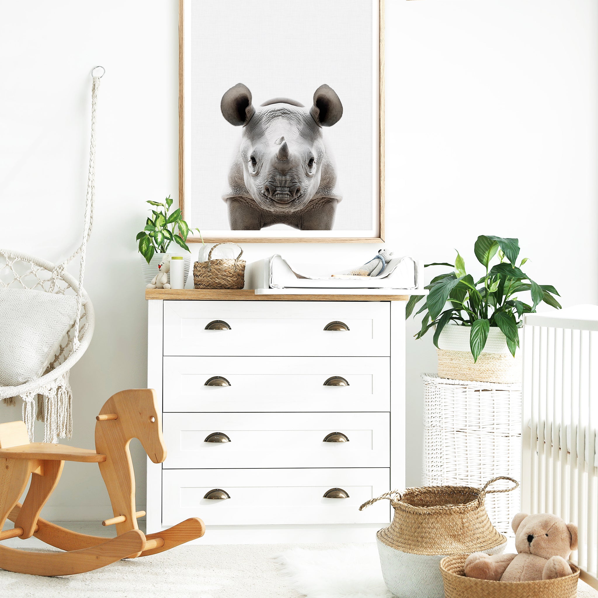 baby rhino nursery print safari animal print for baby room savanna african zoo nursery decor large 
