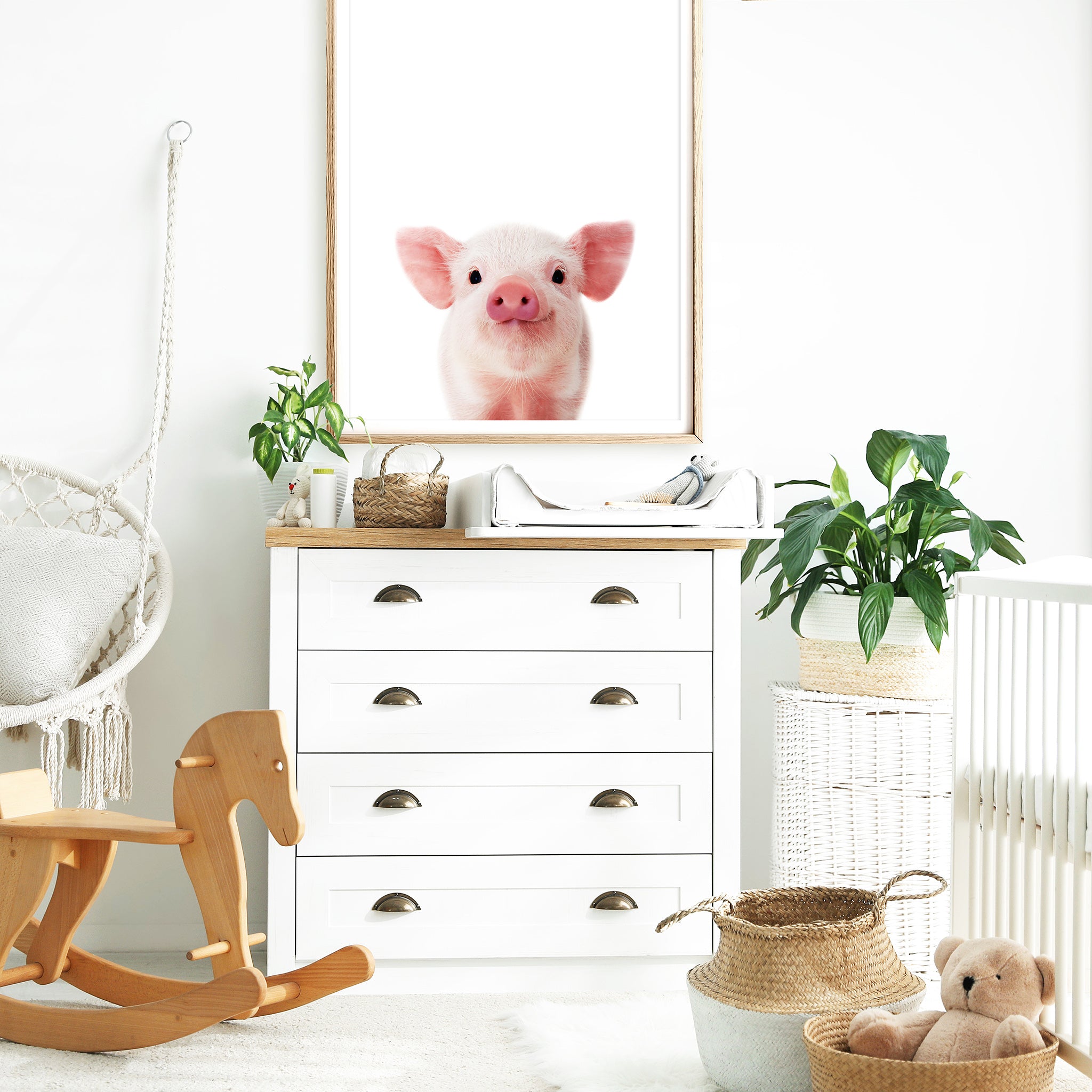Baby pig nursery print cute baby animal print for nursery farm nursery decor


