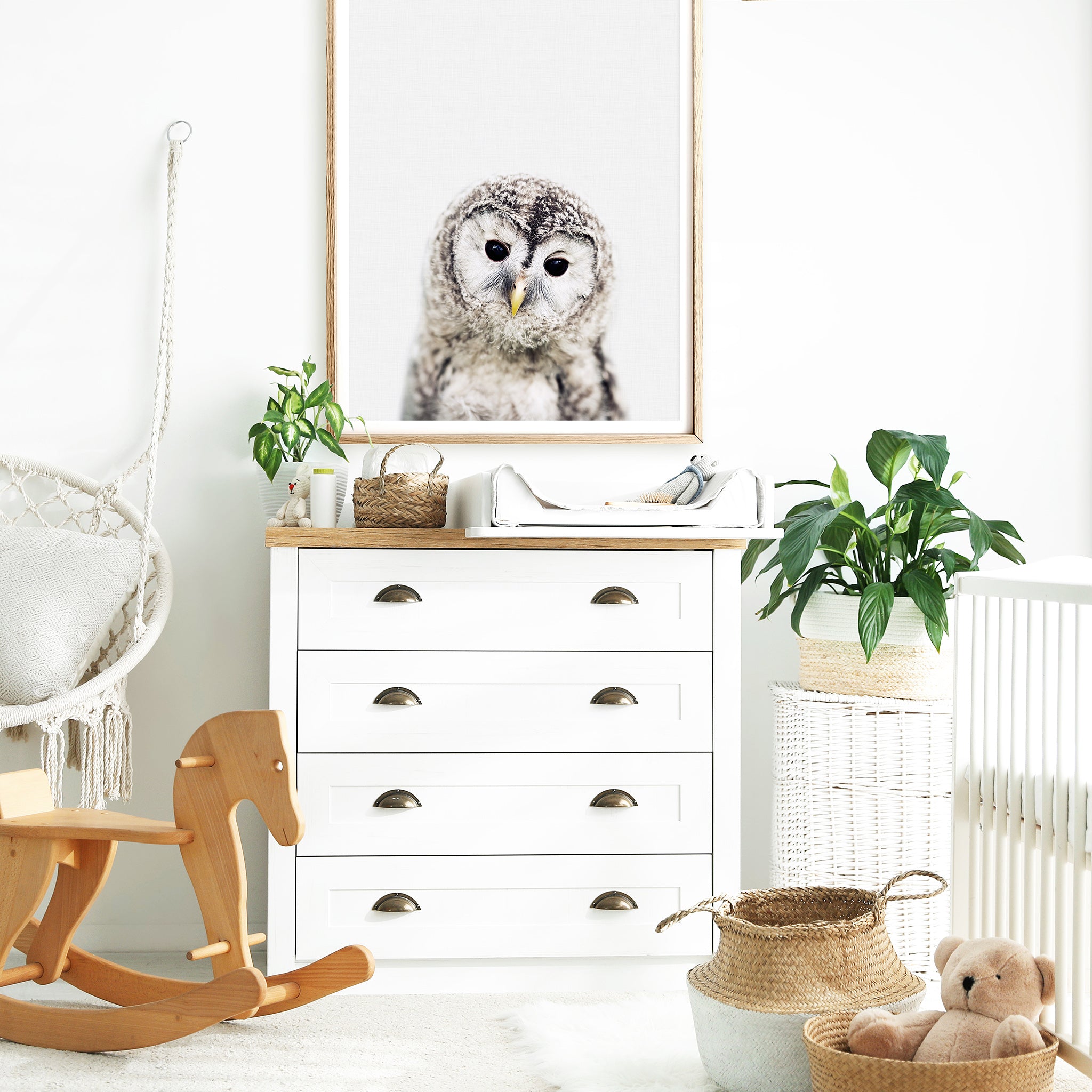 Baby owl print nursery animal print woodland nursery wall art forest baby room ideas