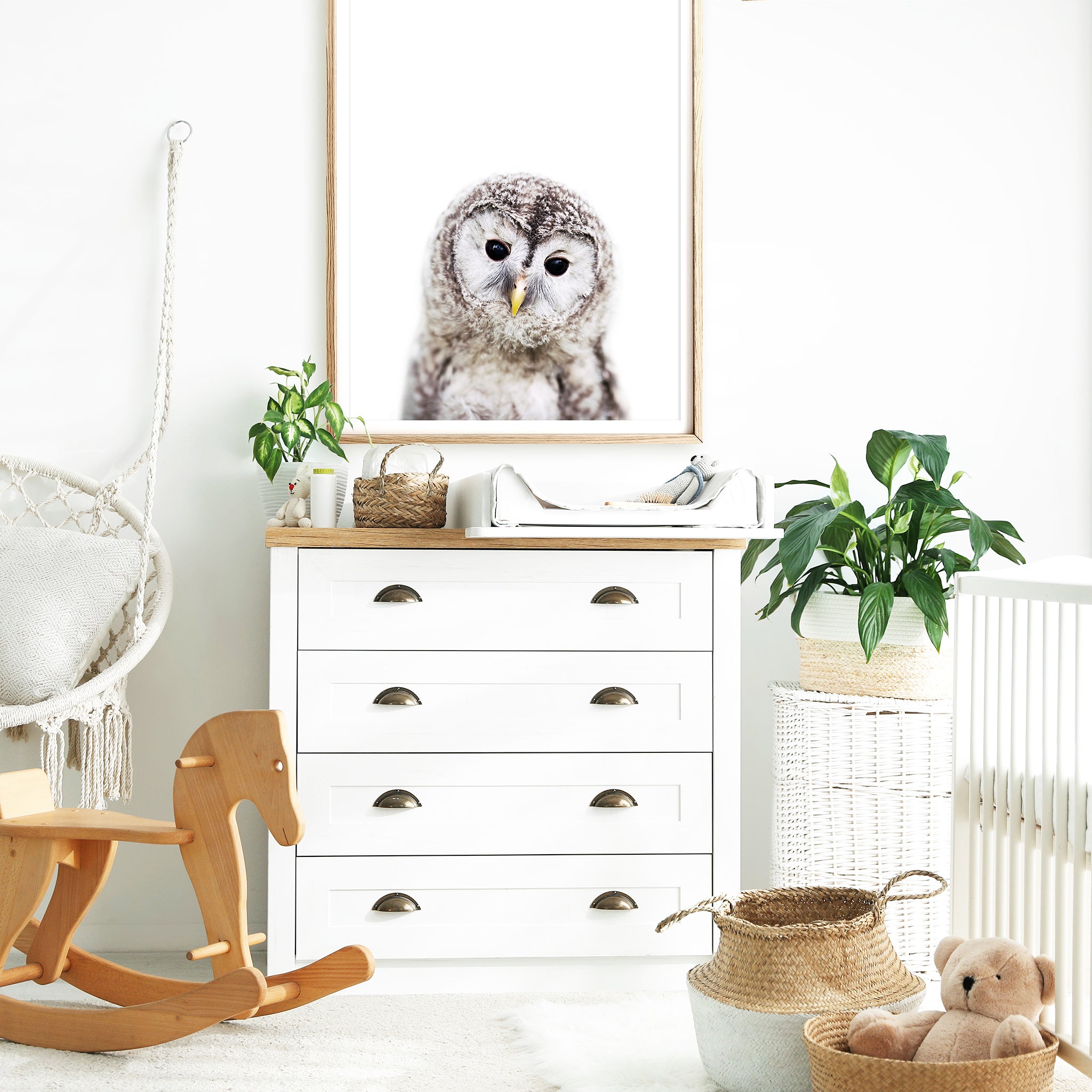 Baby owl nursery print forest nursery wall art woodland nursery decor

