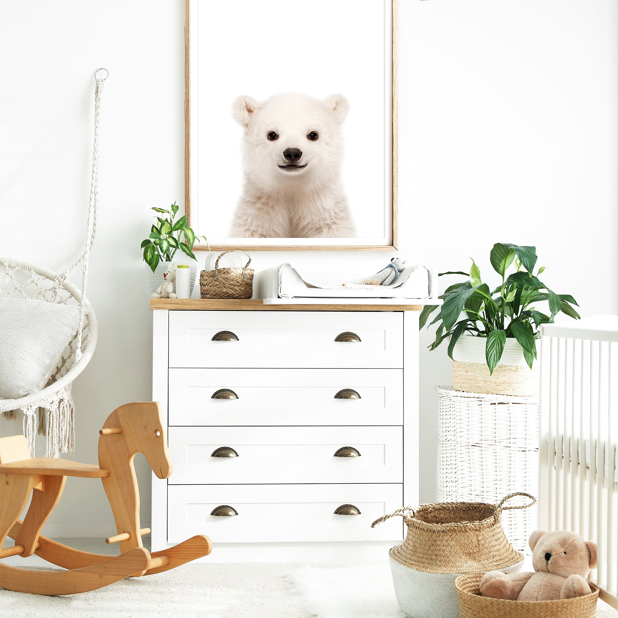 Baby polar bear print nursery animal wall art baby bear nursery decor large

