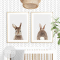 Baby bunny nursery wall art for boho baby room, playroom, above crib bunny rabbit prints set of 2, cute baby animal prints, gender neutral nursery decor for digital download, large

