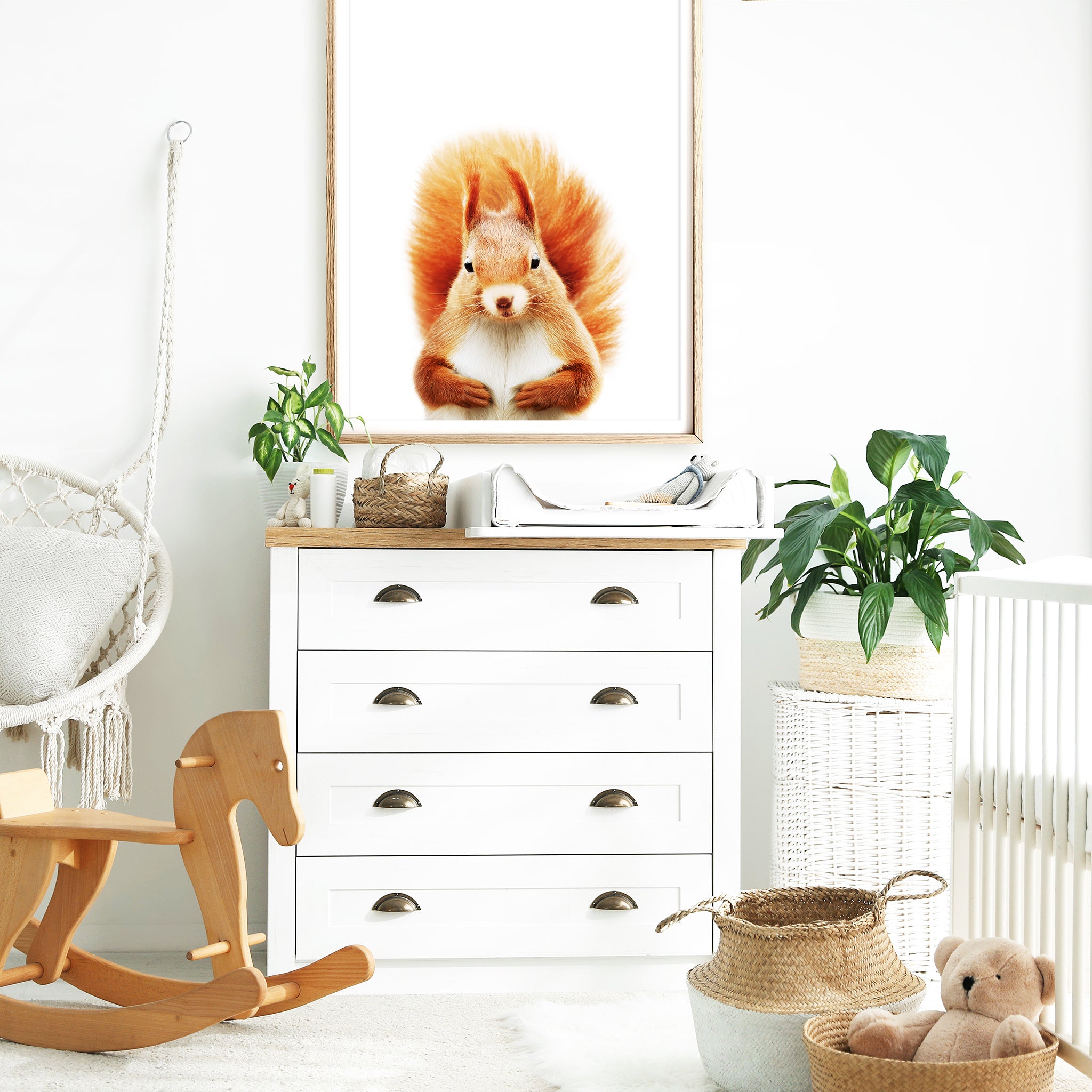 baby squirrel print woodland nursery print forest animal wall art for baby room

