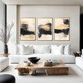 set of 3 abstract beige and black wall art prints, above sofa wall art, modern minimalist abstract posters, neutral wall art, gallery wall set, Japandi living room decor for digital download, large printable wall art