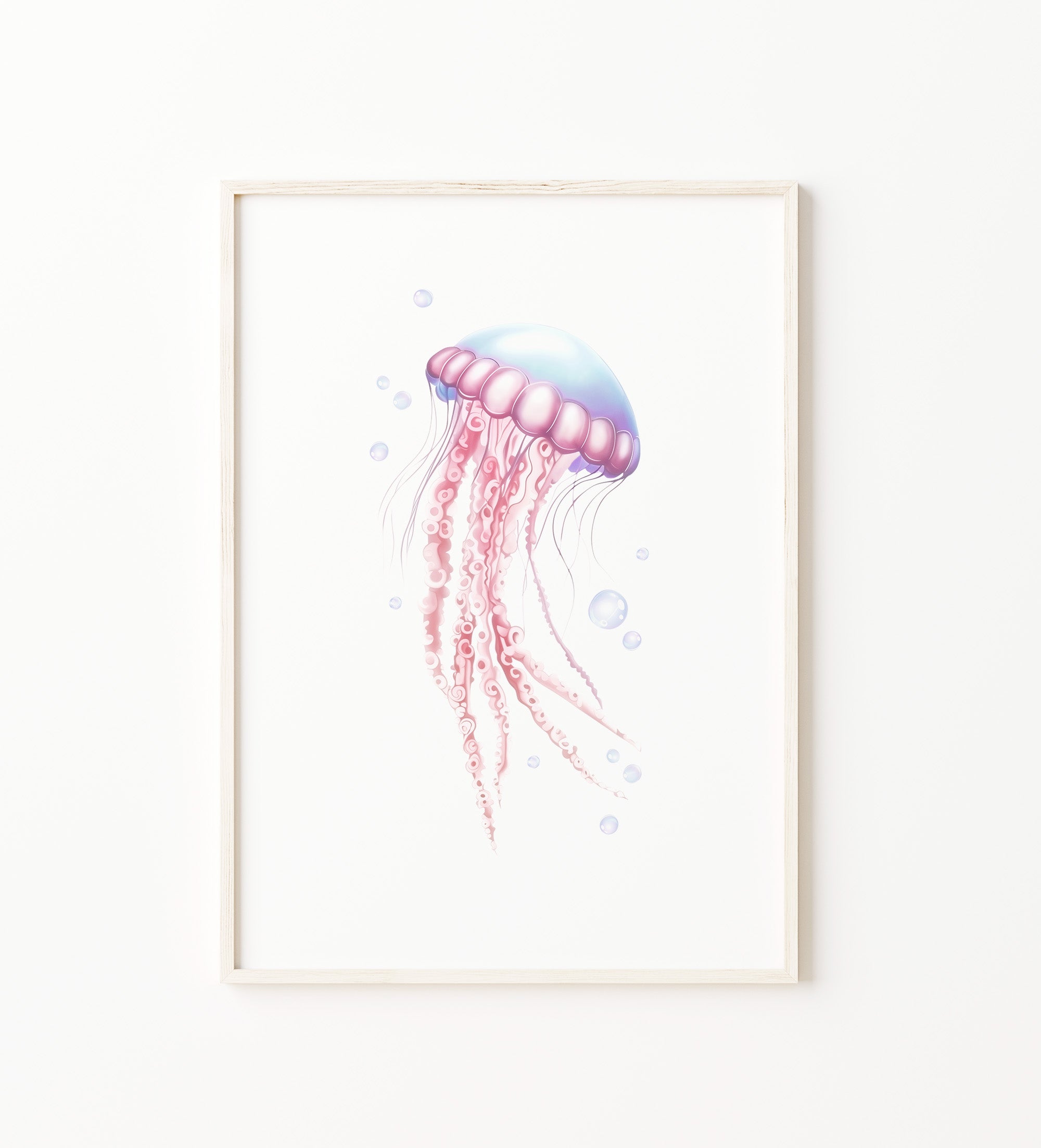 Watercolor Jellyfish print, Ocean Nursery Wall Art, Coastal wall decor for baby girl room, beach nursery, or kids room. Large digital download, printable wall art