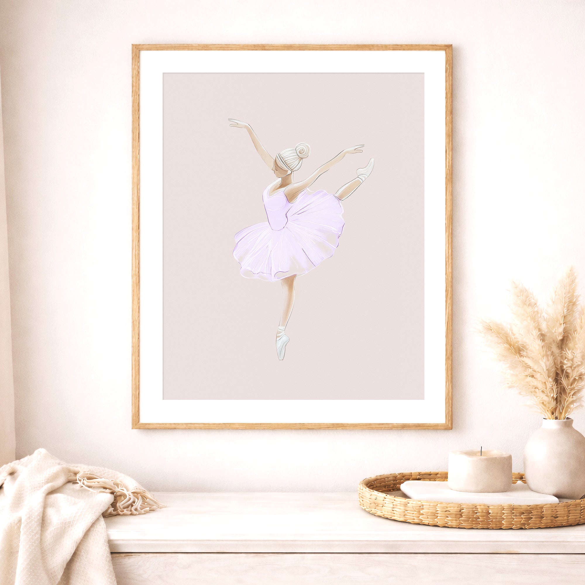 Lavender ballerina print, ballet wall art, elegant pastel nursery decor for girls room, bedroom, ballet-themed room, and modern children's interior. Large printable wall art, digital download